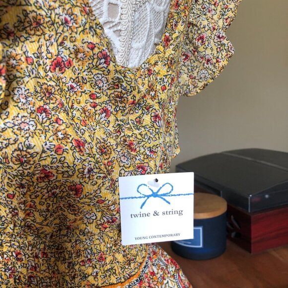 Floral Peplum Sleeveless Blouse Summer Flowers Tank Cropped - Picture 5 of 8